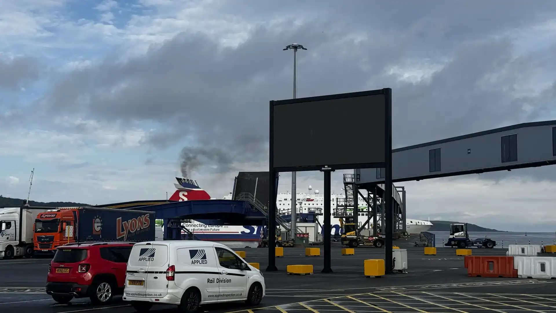KTM 990 RC R Acquisition and New Livery 1 A Stena Line ferry at the port in Cairnryan, seen across the vehicle lanes.
